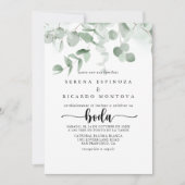 Klassieke groene Eucalyptus Foliage Spain Weddensc Kaart (Voorkant)