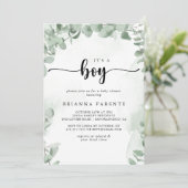 Klassieke groene eucalyptus Het is een Baby shower Kaart (Staand voorkant)