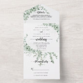 Klassieke groene eucalyptus-oliage bruiloft all in one uitnodiging (Binnen)