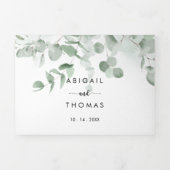 Klassieke groene eucalyptus-oliage bruiloft drieluik uitnodiging (Cover)