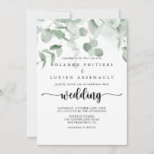 Klassieke groene eucalyptus-oliage bruiloft kaart (Voorkant)