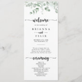 Klassieke groene eucalyptus-oliage bruiloft programmakaart (Voorkant)