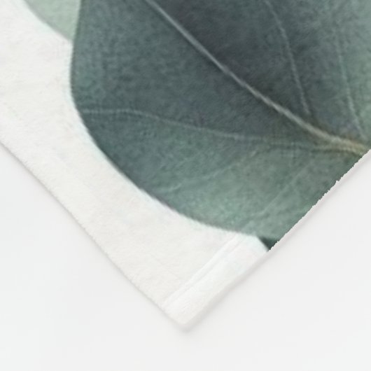 Klassieke groene eucalyptusbladeren op wit fleece deken (Hoek)