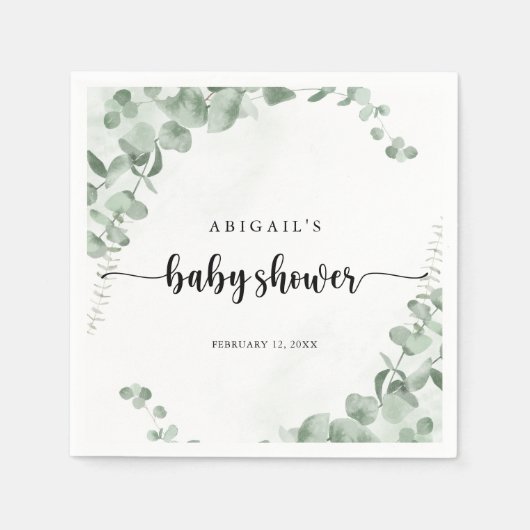 Klassieke groene eucalyptusolie Baby shower Servet (Voorkant)