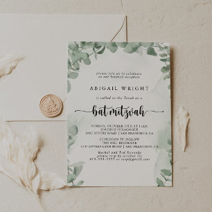 Klassieke groene eucalyptusvulkaan Mitzvah Kaart