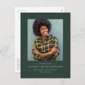 Klassieke groene foto afstuderen uitnodiging brief (Voorkant / Achterkant)