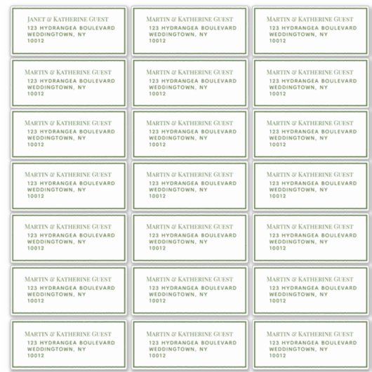 Klassieke Groene Gast Mailing Labels 21 Per Blad (Voorkant)