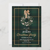 Klassieke groene geruite kerstfeest uitnodiging (Voorkant)