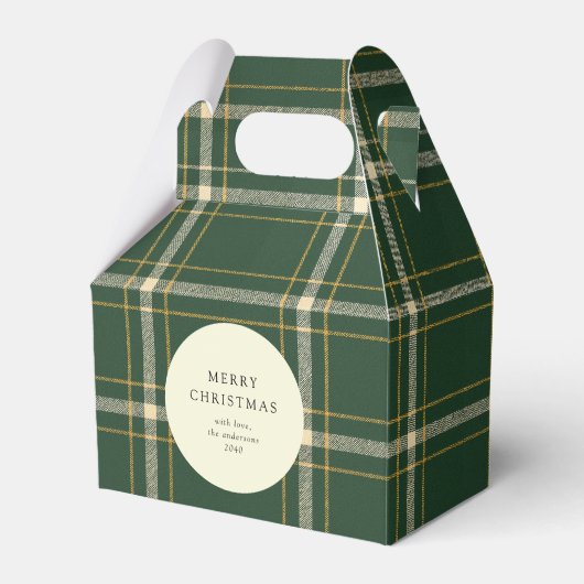Klassieke groene geruite kerstkoek bedankdoosjes (Voorkant Zijde)