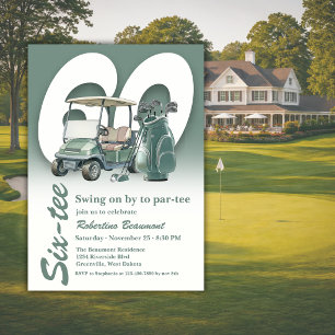 Klassieke groene golftasclubs 60e verjaardag kaart