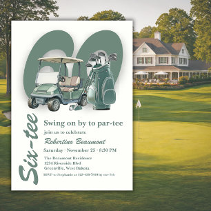 Klassieke groene golftasclubs 60e verjaardag kaart