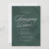 Klassieke groene herfst plaid Thanksgiving Diner Kaart (Voorkant)