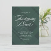 Klassieke groene herfst plaid Thanksgiving Diner Kaart (Staand voorkant)
