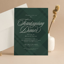 Klassieke groene herfst plaid Thanksgiving Diner Kaart