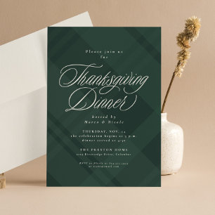 Klassieke groene herfst plaid Thanksgiving Diner Kaart