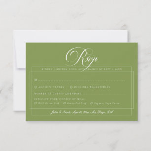 Klassieke Groene Ivoren Calligrafie Lunch Keuze RSVP Kaartje