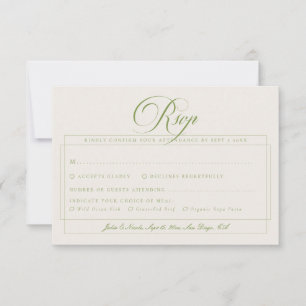 Klassieke Groene Ivoren Calligrafie Lunch Keuze RSVP Kaartje