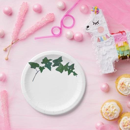 Klassieke groene Ivy Papieren Bordje (Feest)