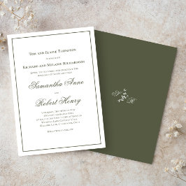 Klassieke Groene Kalligrafie Script Wedding Kaart