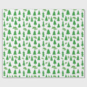 Klassieke Groene Kerstboom Jolly Vakantiepatroon Cadeaupapier (Vlak)