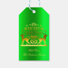 Klassieke groene kerstcadeautags cadeaulabel