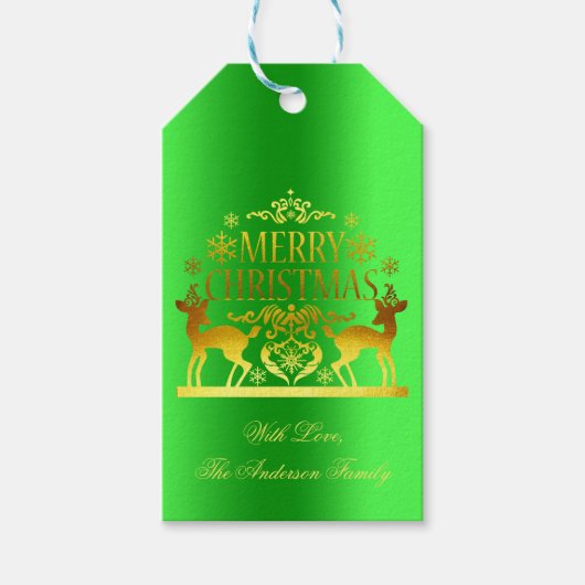 Klassieke groene kerstcadeautags cadeaulabel (Voorkant)