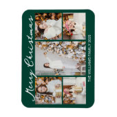 Klassieke groene kerstfoto-collage magneet (Verticaal)