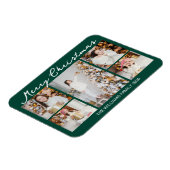 Klassieke groene kerstfoto-collage magneet (Linkerzijde)