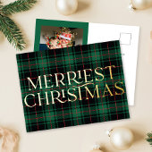 Klassieke groene kersttartan-Folie met  Folie Feestdagen Briefkaart