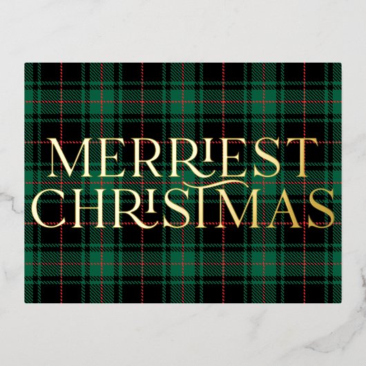 Klassieke groene kersttartan-Folie met  Folie Feestdagen Briefkaart (Voorkant)