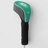 Klassieke groene laurierkrans met aangepaste naam golfheadcover (Schuin)