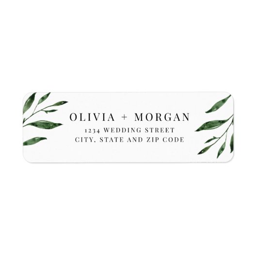 Klassieke groene lederen botanische bruiloft etiket (Voorkant)