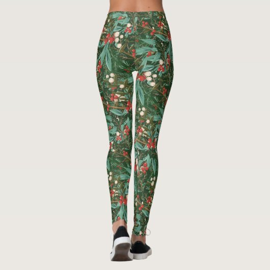 Klassieke Groene Leuke Botanische Vakantie Kerstmi Leggings (Achterkant)