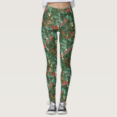 Klassieke Groene Leuke Botanische Vakantie Kerstmi Leggings (Voorkant)