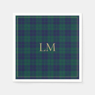 Klassieke groene marineblauwe tartan plaid gouden  servet