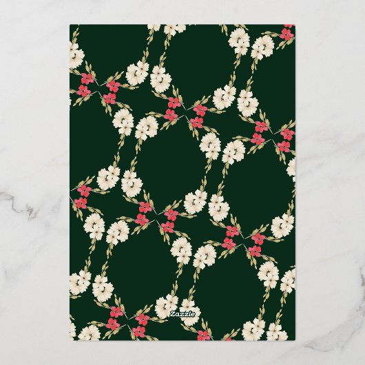 klassieke groene MERRY CHRISTMAS GOLD krans foto Folie Feestdagenkaart (Achterkant)