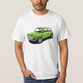 Klassieke groene minibus op witte T-shirt