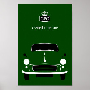 Klassieke  groene Morris Minor-auto Poster