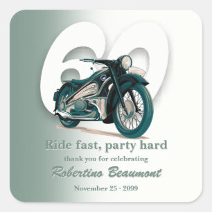Klassieke groene motorrit wordt 60 jaar vierkante sticker