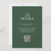 Klassieke Groene Oude Geld Elegante QR Code Huweli Kaart (Achterkant)