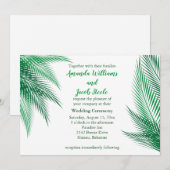Klassieke groene palm bladeren bruiloft uitnodigin kaart (Voorkant / Achterkant)