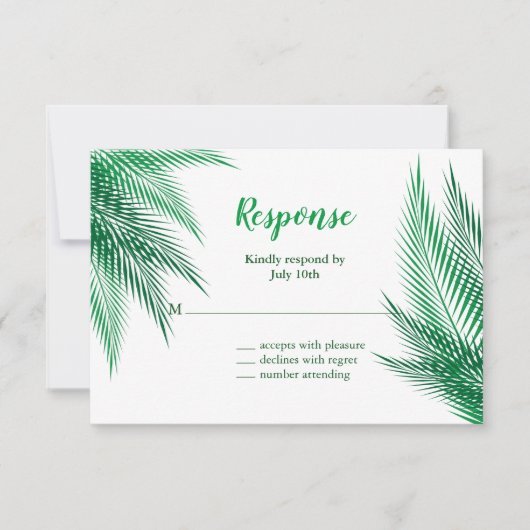 Klassieke groene palmbladeren RSVP (Voorkant)