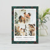 Klassieke Groene Plakken & Fotocollage Kerstmis Feestdagenkaart (Staand voorkant)