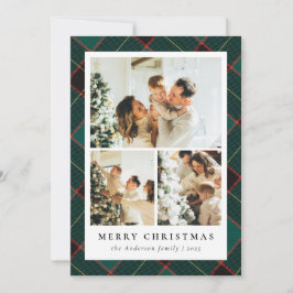 Klassieke Groene Plakken & Fotocollage Kerstmis Feestdagenkaart