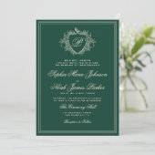 Klassieke groene QR-code formele monogram bruiloft Kaart (Staand voorkant)