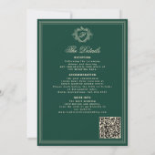 Klassieke groene QR-code formele monogram bruiloft Kaart (Achterkant)