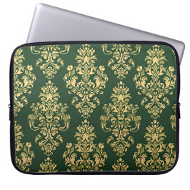 Klassieke groene rococo ornamenten laptop sleeve