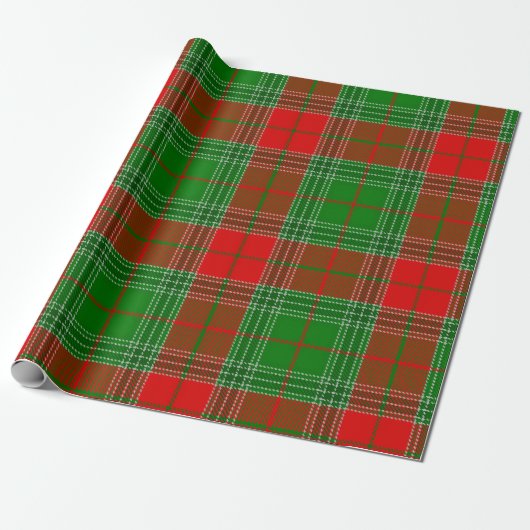 Klassieke Groene Rode Gingham Buffel Plaid Boerder Cadeaupapier (Uitgerold)
