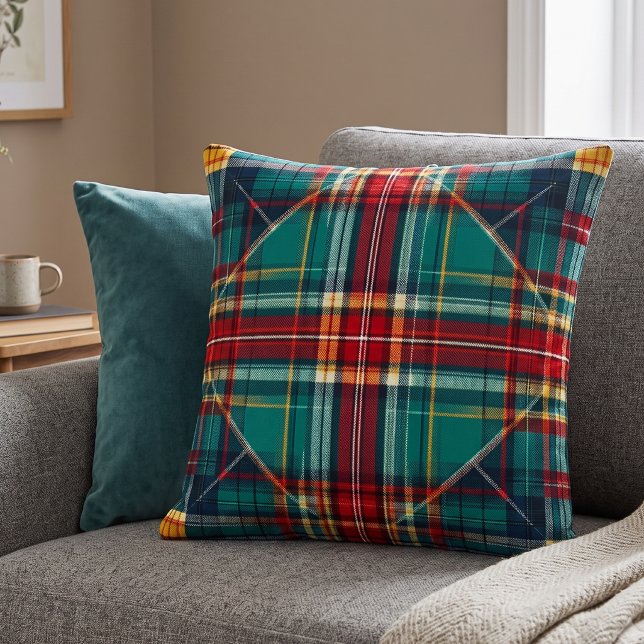 Klassieke groene rode tartan geruite kussen (Creator heeft geüpload)