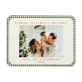 Klassieke groene ruit Custom twee foto Kerstmis Magneet